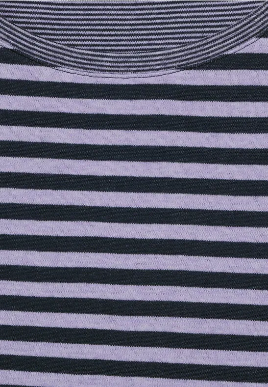 Dubbelzijdig strepenshirt deep violet melange