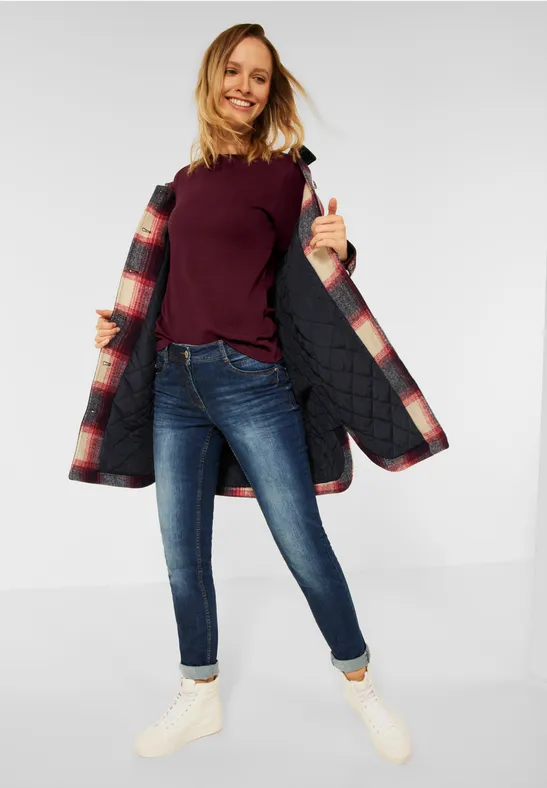 Basic shirt met 3/4-mouwen red grape
