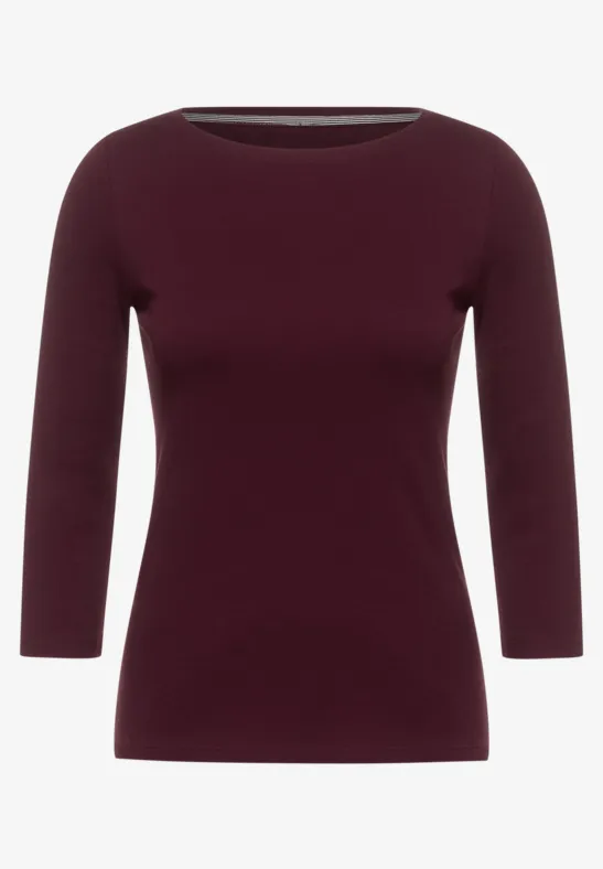 Basic shirt met 3/4-mouwen red grape