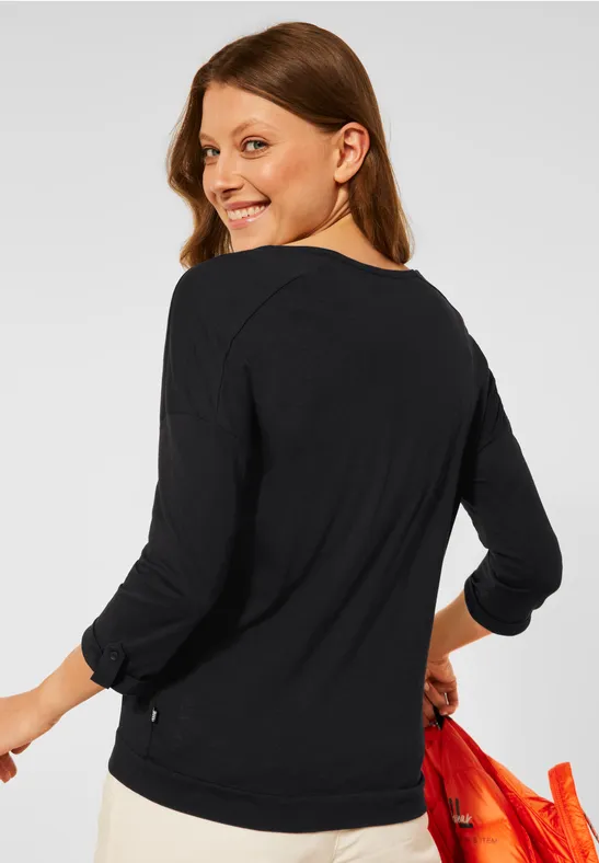 Shirt met V-hals Black