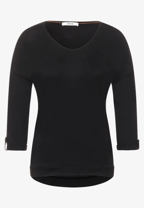 Shirt met V-hals Black