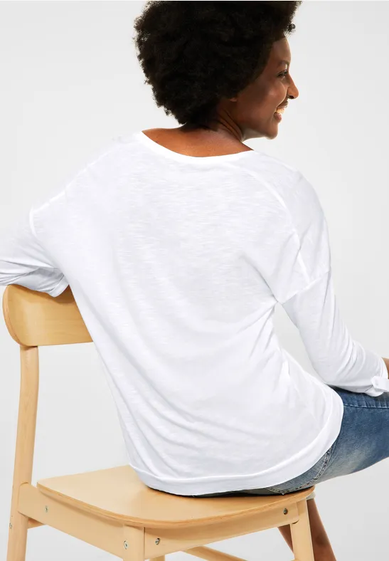 Shirt met V-hals pure off white