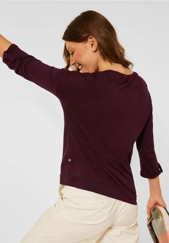 Shirt met V-hals red grape