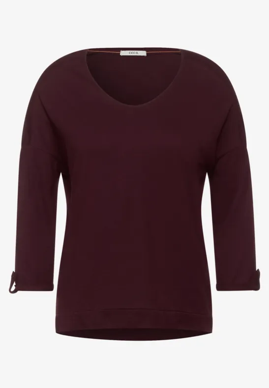 Shirt met V-hals red grape