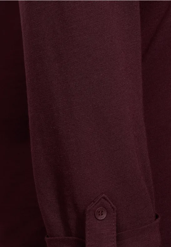 Shirt met V-hals red grape