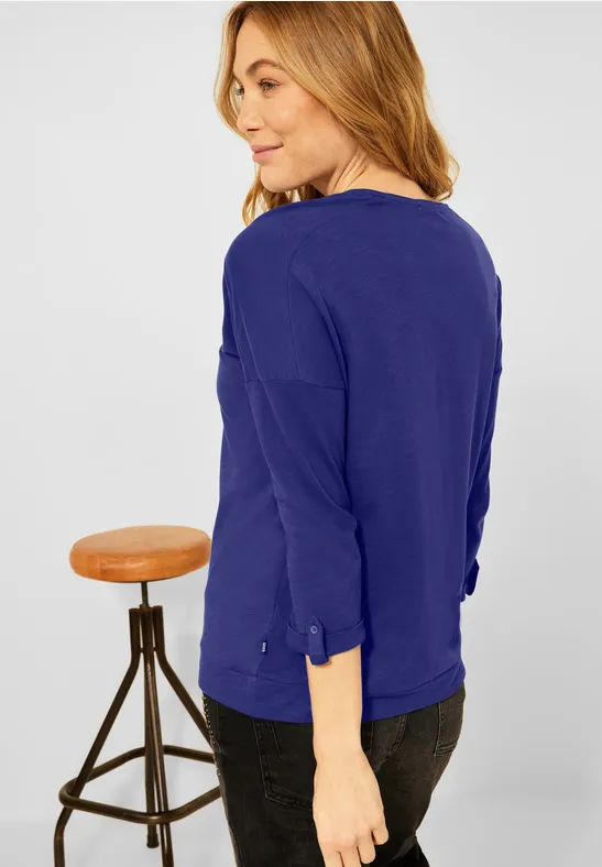 Shirt met V-hals cosmic blue
