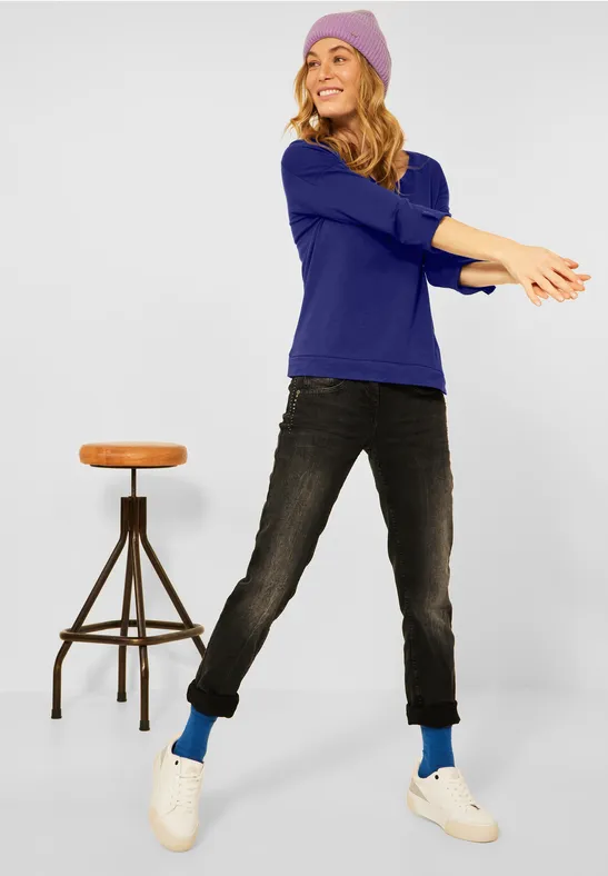 Shirt met V-hals cosmic blue
