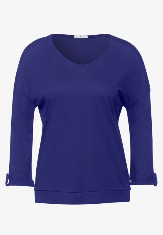 Shirt met V-hals cosmic blue