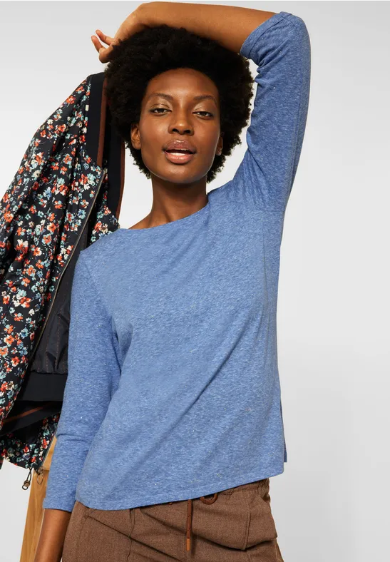 Shirt mit Nieten Details mountain blue melange