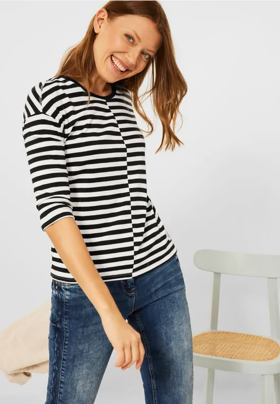 Shirt mit Streifen Muster dark vanilla white