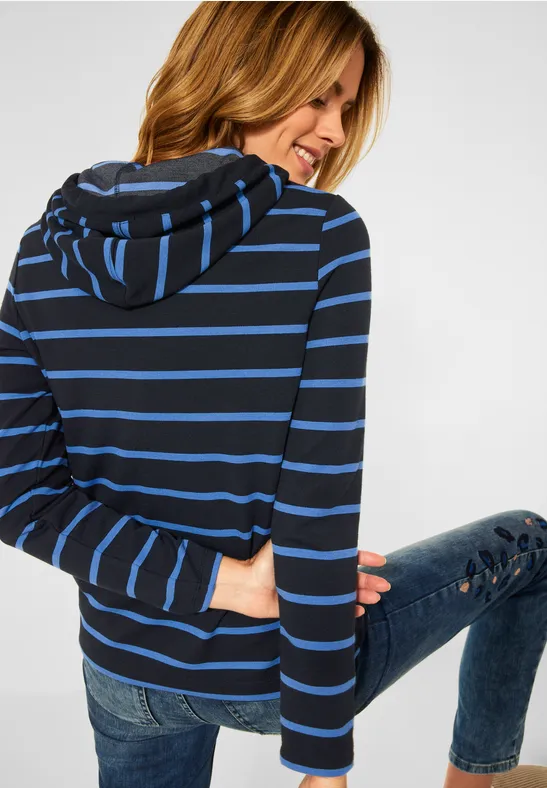 T-shirt hoodie à rayures deep blue