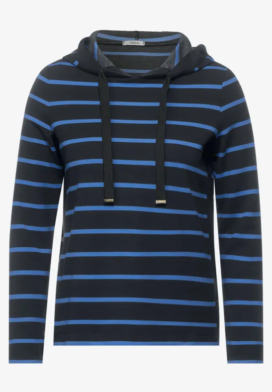 T-shirt hoodie à rayures deep blue