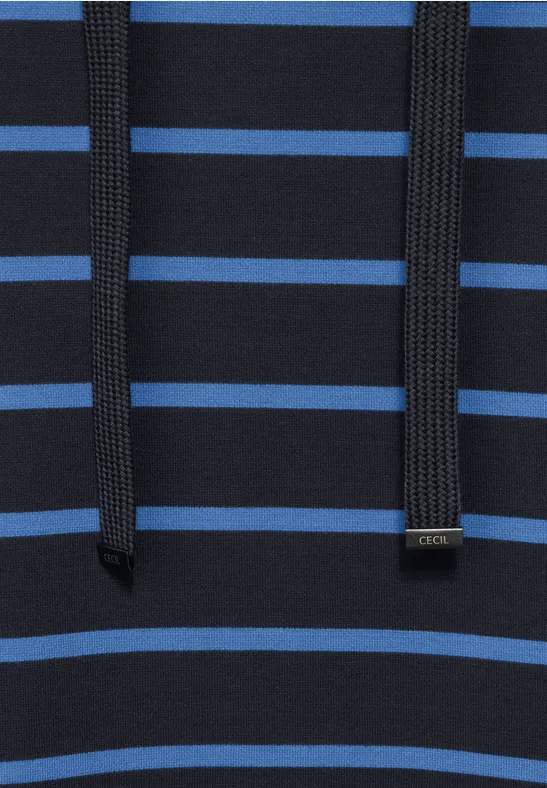 T-shirt hoodie à rayures deep blue