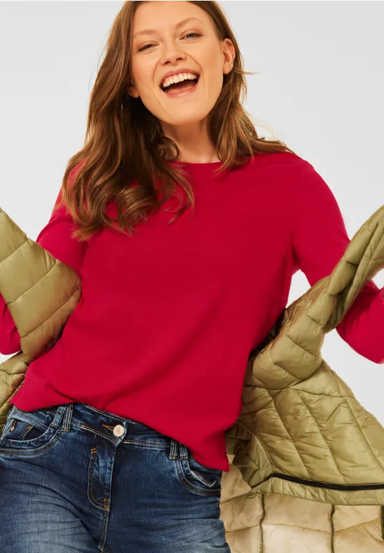 Shirt in effen kleur cherry red