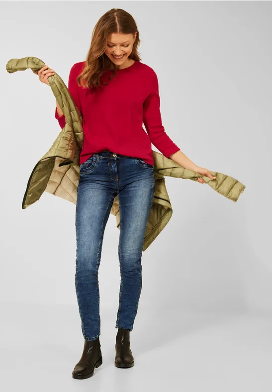 Shirt in effen kleur cherry red