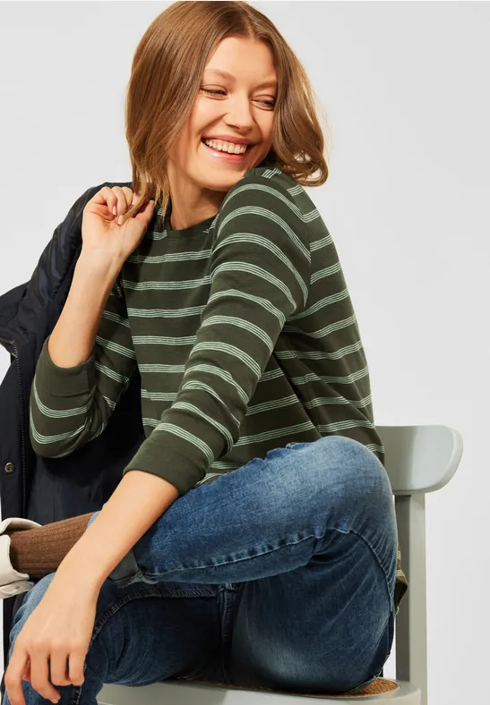 Shirt met gestreept patroon utility olive