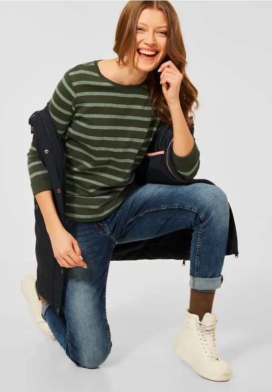 Shirt met gestreept patroon utility olive