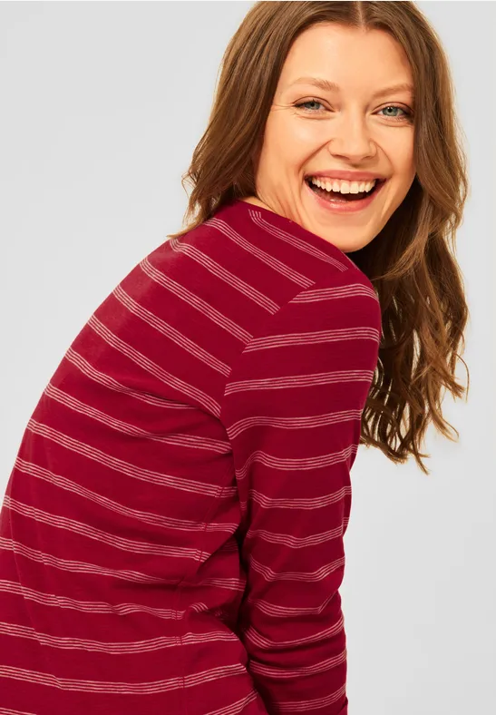Shirt met gestreept patroon cherry red