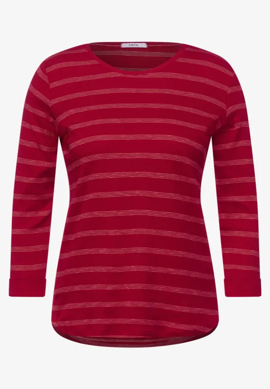Shirt met gestreept patroon cherry red