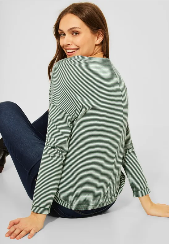 Shirt met lange mouwen met strepen soft khaki
