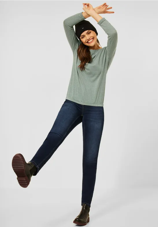 Shirt met lange mouwen met strepen soft khaki