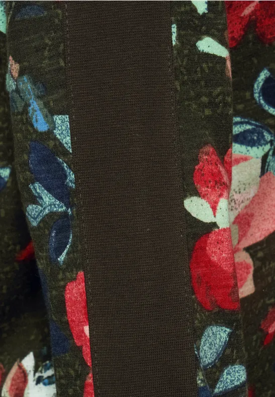 Shirt mit Blumen Print utility olive