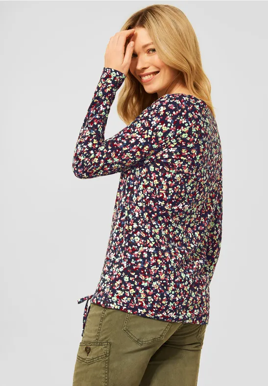 Basic shirt met bloemenprint deep blue