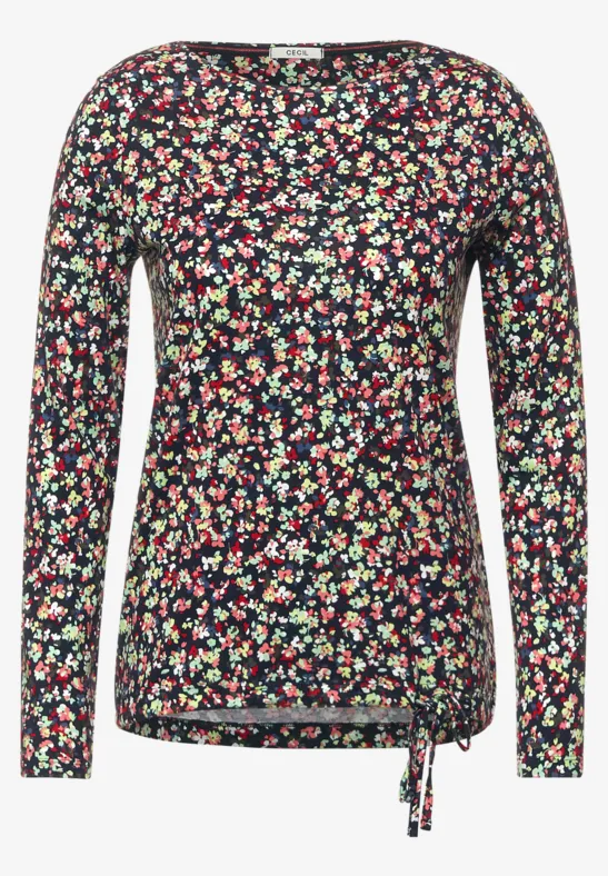 Basic shirt met bloemenprint deep blue