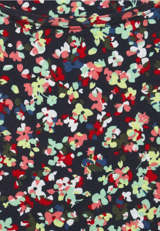 Basic shirt met bloemenprint deep blue
