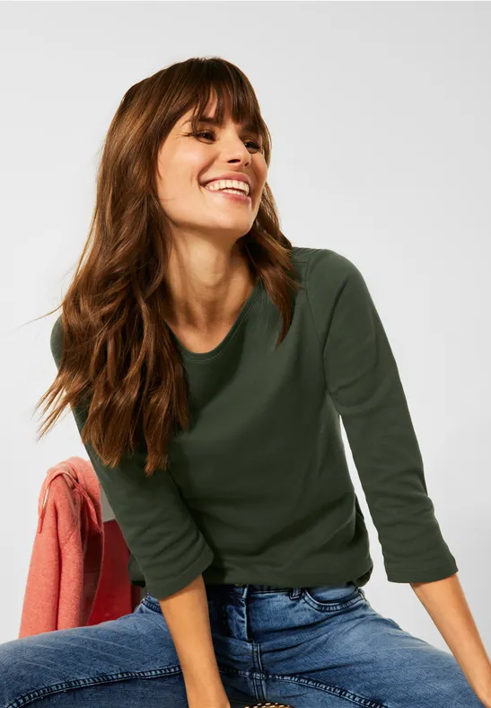 Basic Shirt in Unifarbe utility olive