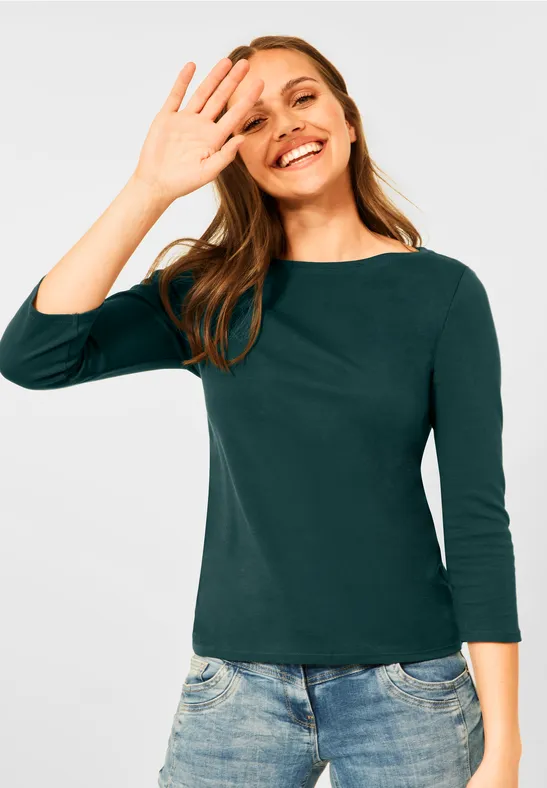 Basic-shirt in effen kleur ponderosa pine green