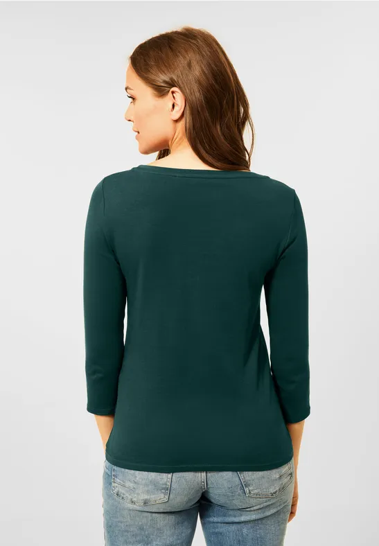 Basic-shirt in effen kleur ponderosa pine green