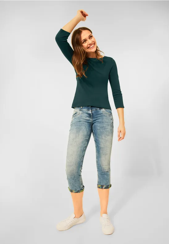 Basic-shirt in effen kleur ponderosa pine green