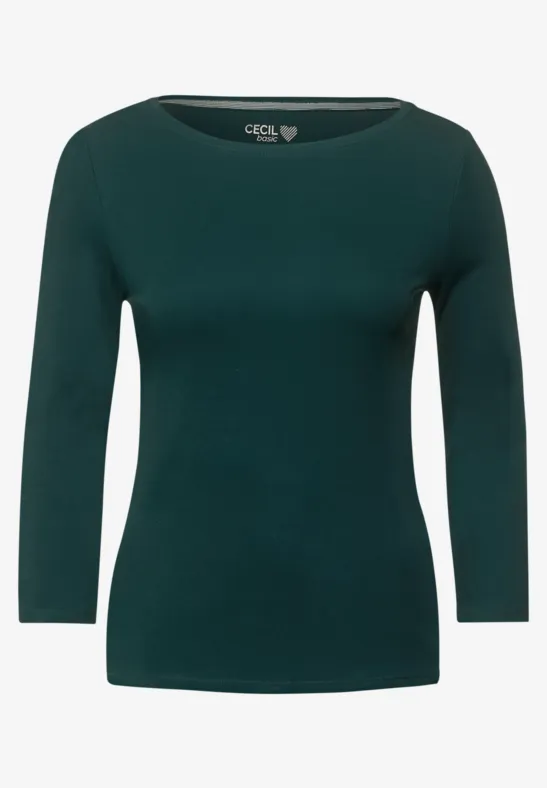 Basic-shirt in effen kleur ponderosa pine green