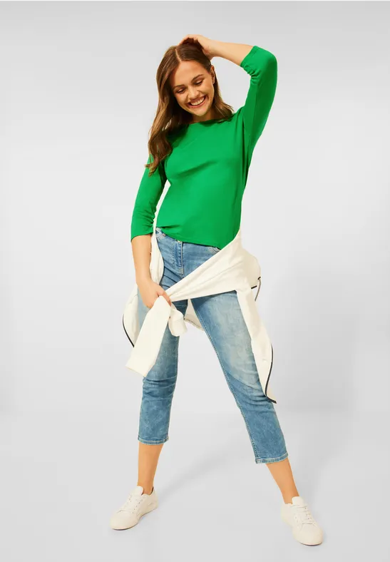 Basic-shirt in effen kleur radiant green