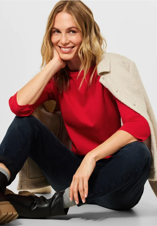 Basic-shirt in effen kleur strong red