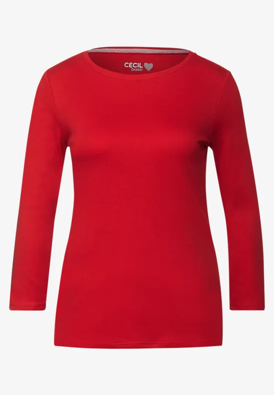 Basic-shirt in effen kleur strong red