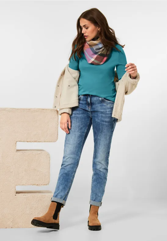 Basic-shirt in effen kleur aquatic blue