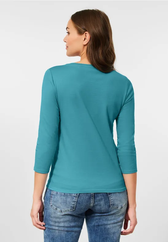 Basic-shirt in effen kleur aquatic blue