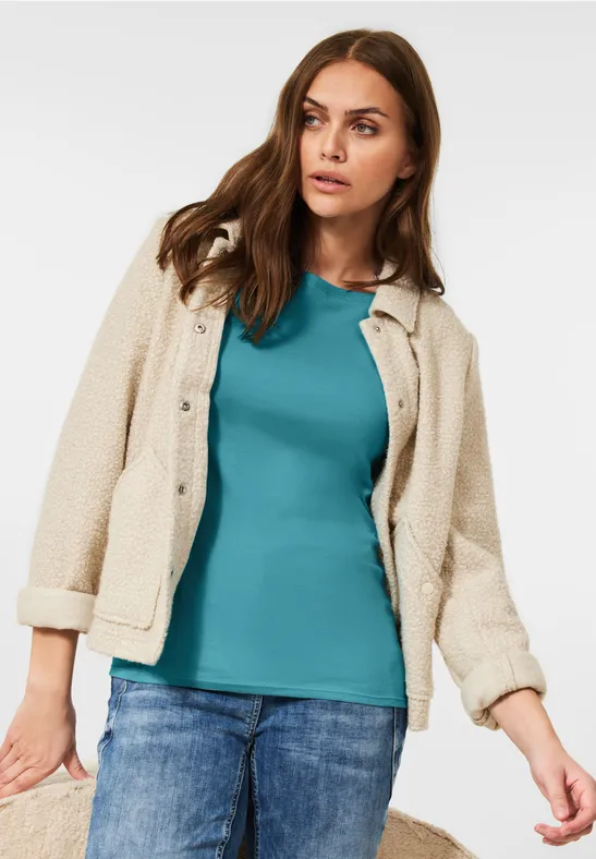 Basic-shirt in effen kleur aquatic blue