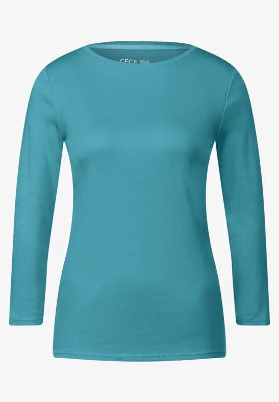 Basic-shirt in effen kleur aquatic blue