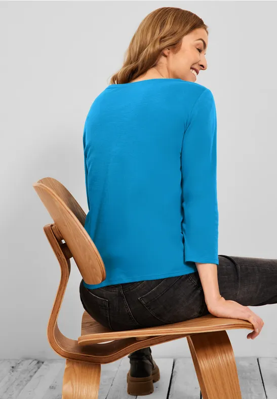 Basic Shirt in Unifarbe club blue