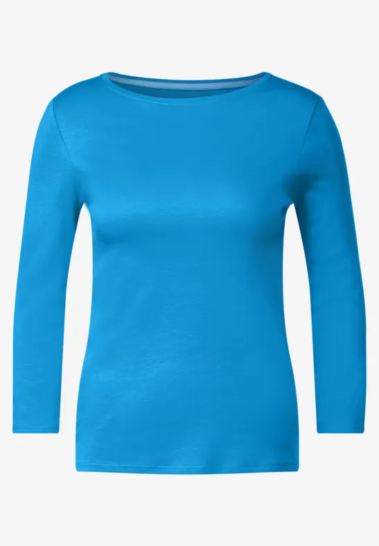Basic Shirt in Unifarbe club blue