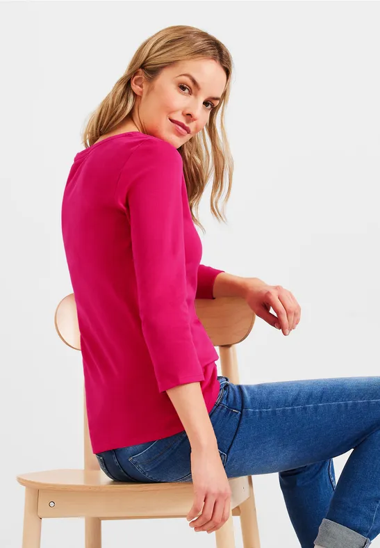 Basic-shirt in effen kleur fresh pink