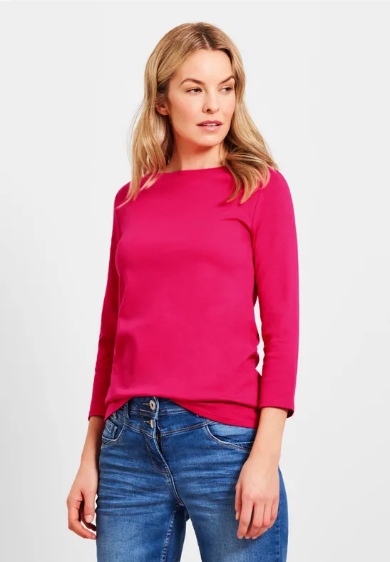 Basic-shirt in effen kleur fresh pink
