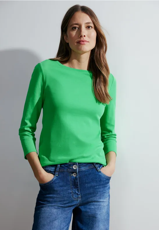 Basic-shirt in effen kleur celery green