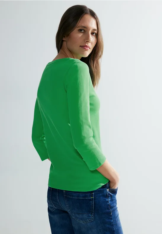 Basic-shirt in effen kleur celery green