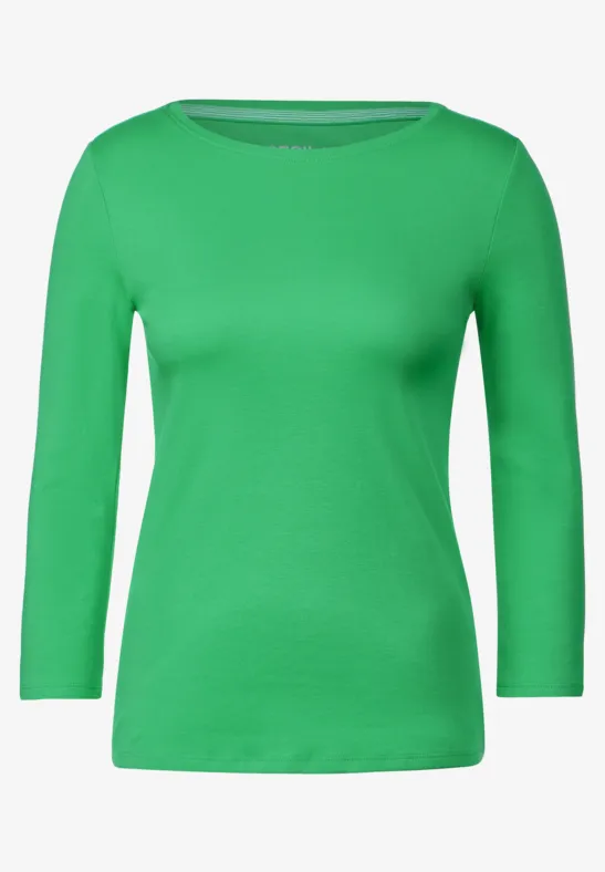 Basic-shirt in effen kleur celery green