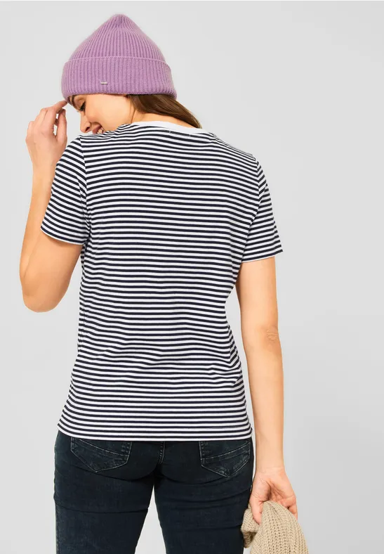 T-Shirt mit Streifen Print deep blue