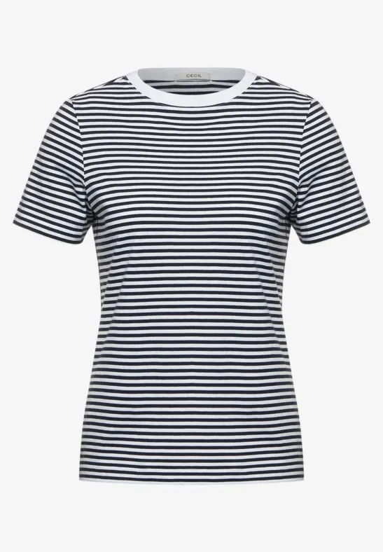 T-Shirt mit Streifen Print deep blue